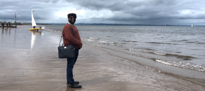 Saad Ahmad Siddiqui on Portobello Beach in Edinburgh