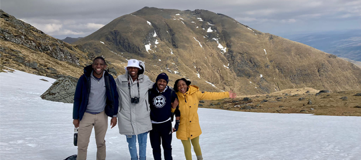 A group of students from the scholars network in the Scottish mountains