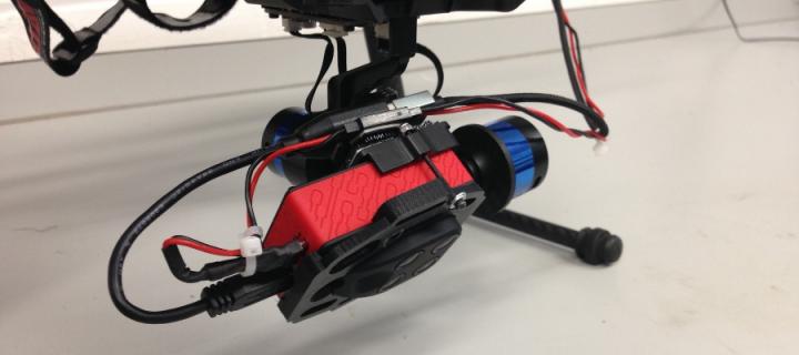 The Sequoia camera with 4 channel multi-spectral imaging, mounted on a drone