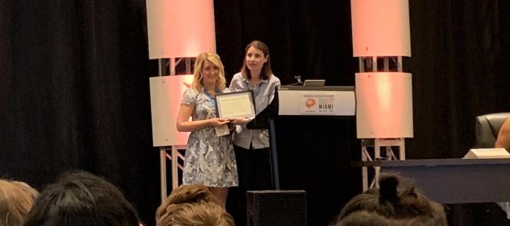 Sophie Quick receiving her award at the CVB Conference 2019