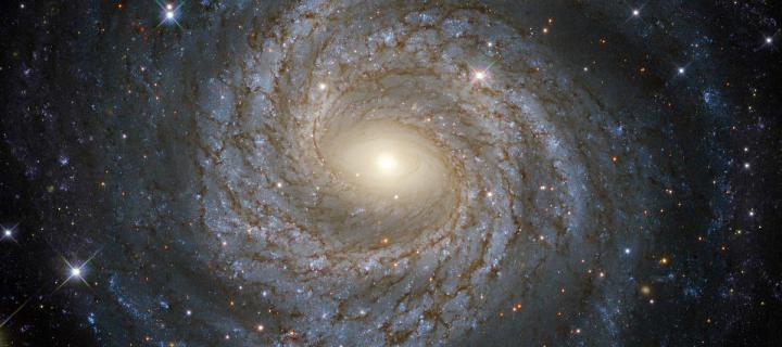 A spiral snowflake galaxy taken by the Hubble Space Telescope