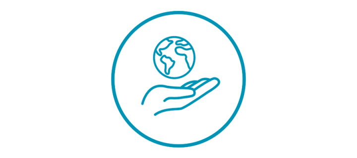 Civic Responsibility icon - hand with a world floating above it