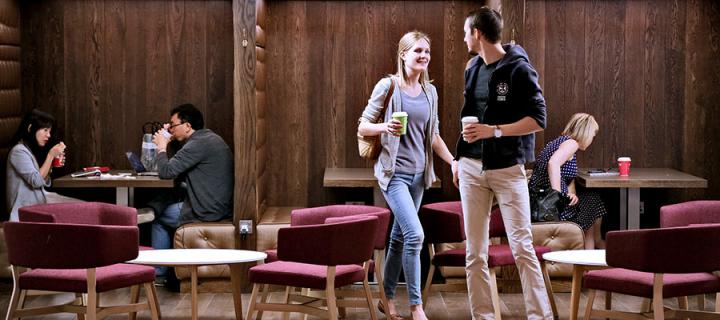 Photo of students in the café at David Hume Tower