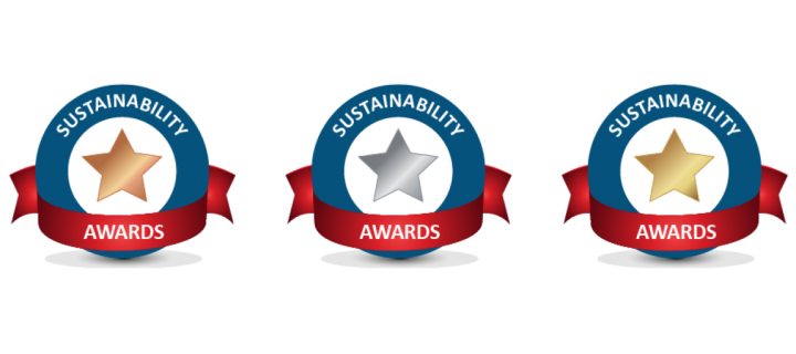Sustainability awards logos, gold, silver and bronze