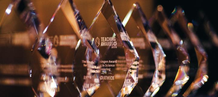 Teaching Awards trophies 2018