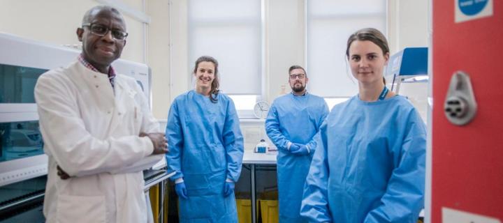 NGH Molecular Laboratory Team. From left to right: Augustus Lusack, Zoe Gidden, David Young, Charlotte Brookes
