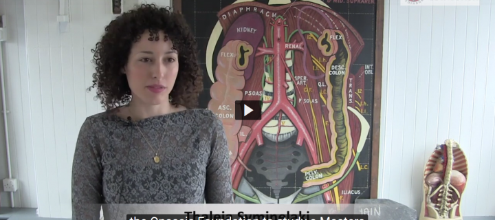 A film still of MSc Human Anatomy student Thaleia Syminelaki
