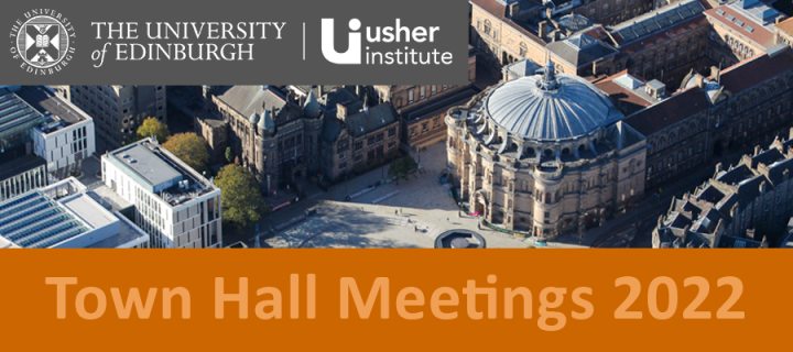 aerial photo of medical school building to advertise Usher town hall meetings