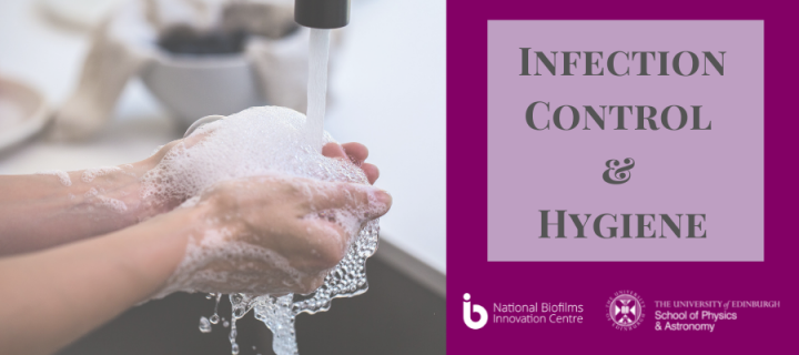 image of someone washing their hands with hygiene and infection text