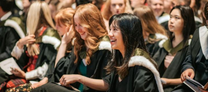 Image of students at a graduation ceremony in McEwan Hall 