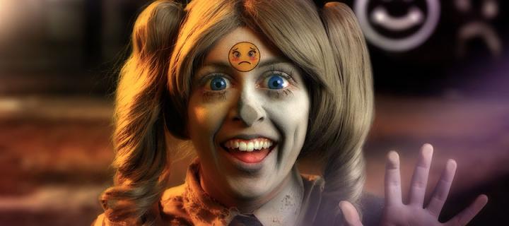Still image from Rachel Maclean's "Feed Me" video