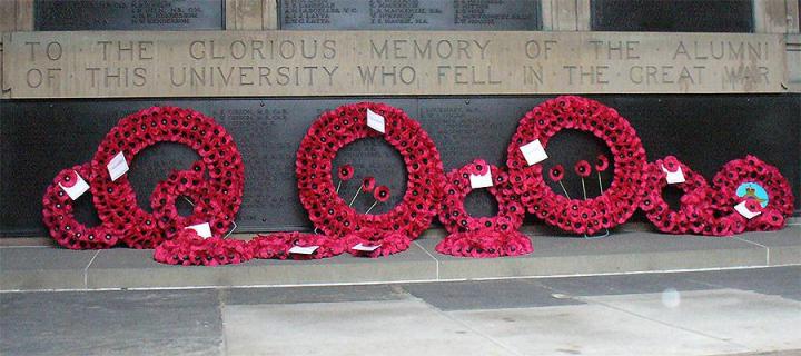 war memorial wreath made from red poppies