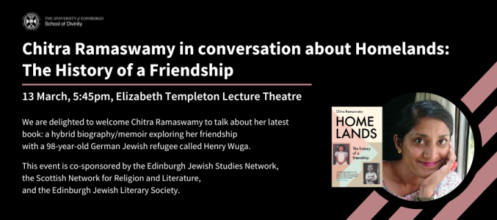 Chitra Ramaswamy in conversation about Homelands: The History of a Friendship. 13 March, 5.45pm