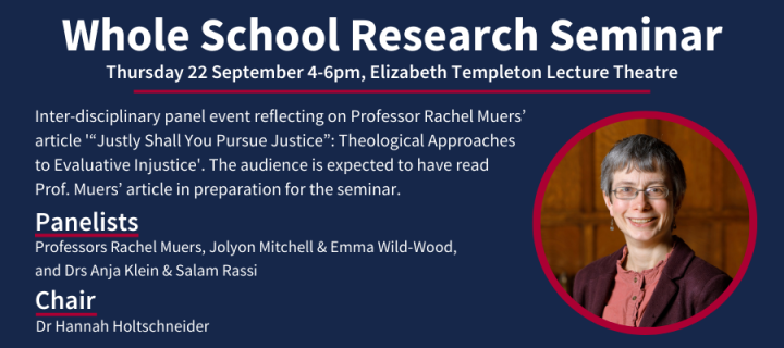 Whole School Research Seminar. Tuesday 22 September 4-6pm, Elizabeth Templeton Lecture Theatre