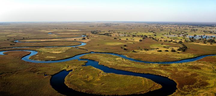 Arial image of a river in Botswana 