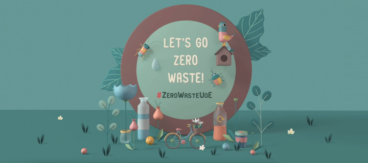 Let's go zero waste. Cute illustrations of critters and reusables.