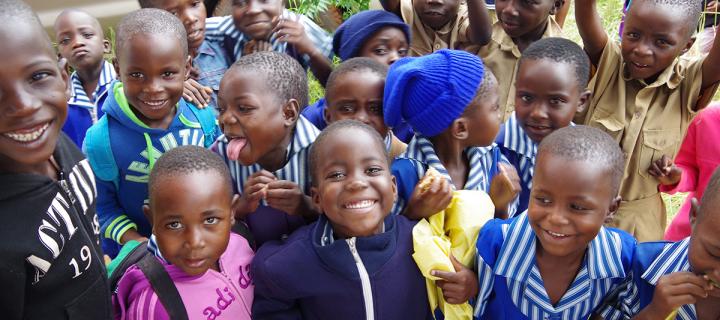 Group of happy young African children