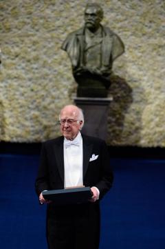 The 2013 Nobel Prize Laureate in Physics, Professor Peter Higgs, after receiving his Nobel Prize.
