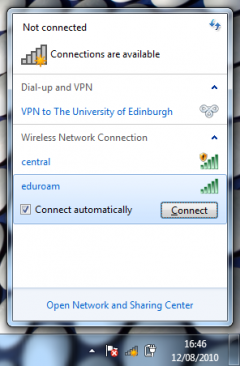 Select "eduroam" network and click "Connect".