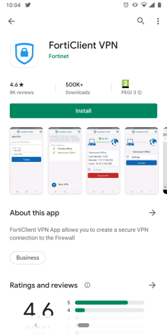 FortiClient VPN - Play Store