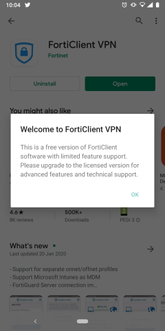 FortiClient VPN - Welcome