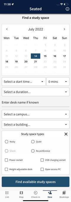 screenshot of SeatEd app booking