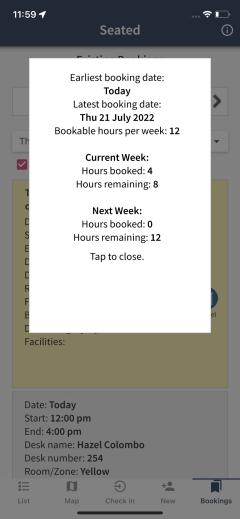 SeatEd app booking limits