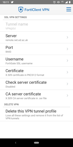 FortiClient VPN - Enter Configuration Details