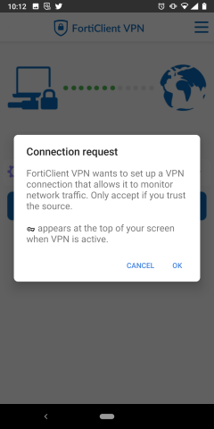 FortiClient VPN Permission Confirmation
