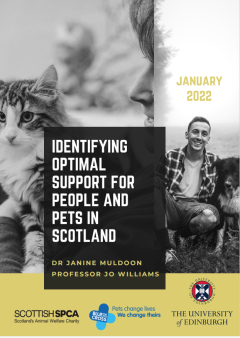Front cover of 2021 report with black and white images of people and their pets and the title/author names