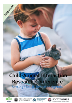The CAIRC 2017 programme cover with a photo of a boy holding a cat, helped by a woman