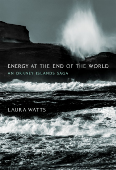 Book cover of waves crashing onto a rocky shore for 'Energy at the end of the world'