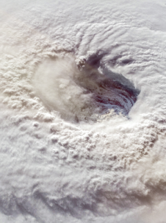 Hurricane Florence close to the US coast . Gaping eye of a category 4 hurricane. Image elements furnished by NASA