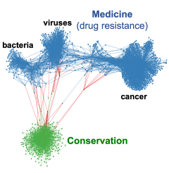citation network for publications related to evolutionary rescue in conservation and medicine (drug resistance) applications