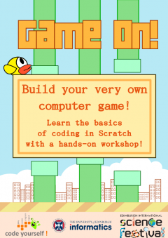 Poster for the programming workshop called Game On