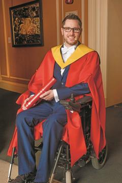 Alumnus Gordon Aikman in his graduation robes
