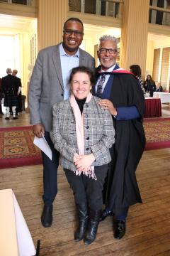Picture of Dr Liz with two MFM graduates