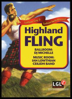 A satirical reimagining of a Scott's Porridge Oats advert, reading "Highland Fling" advertising a Switchboard event.