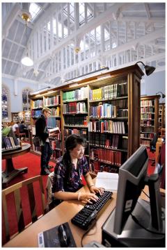 Student at computer in New College Library image