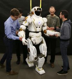PhD students and researchers work on NASA's Valkyrie in the University of Edinburgh's School of Informatics