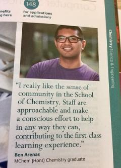 Student profile in undergraduate prospectus