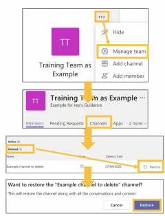 Image of how to restore deleted channels in teams