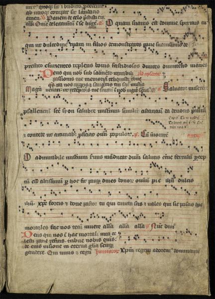 Inchcolm Antiphoner – A page from an Antiphoner, a book of anthems. 