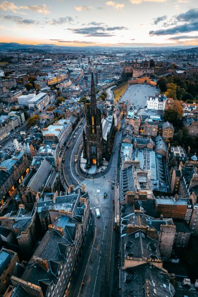Ariel image of city of Edinburgh