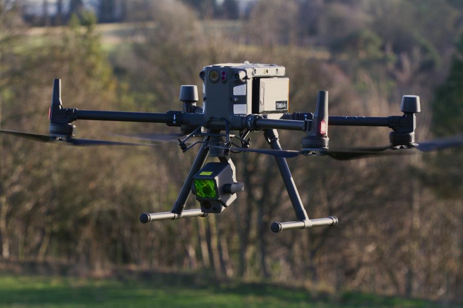 DJI M300 RTK drone at low level