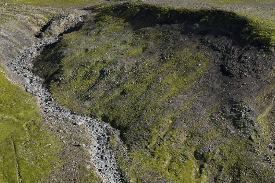 view of a 3D model of a gorge in iceland