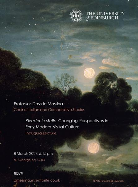 Poster for a lecture including a painting of the Flight into Eqypt