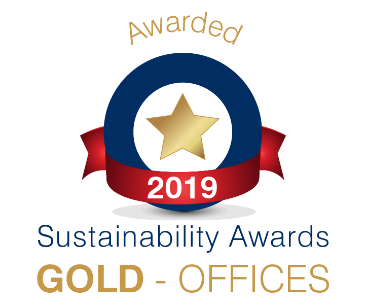 Gold office sustainability award badge