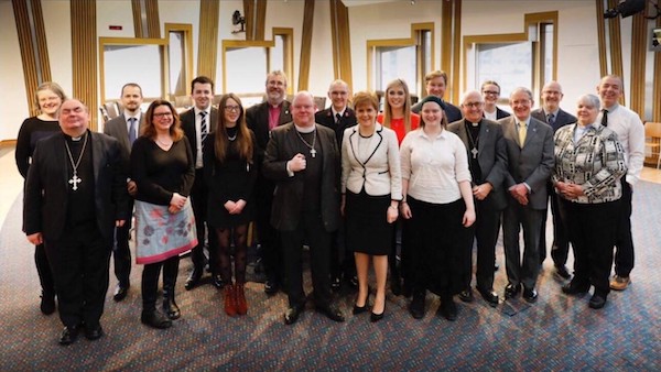Colour image of Rachael Frost and Scottish Churches representatives with First Minister Nicola Sturgeon