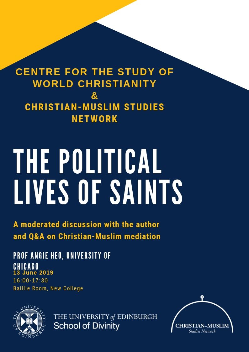 Text only event flyer for the Political lives of saints